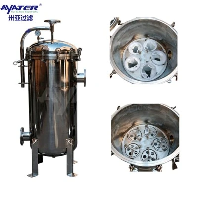 Carcasa de filtro multi- de 5 bolsas de acero inoxidable para tratamiento de aguas industriales